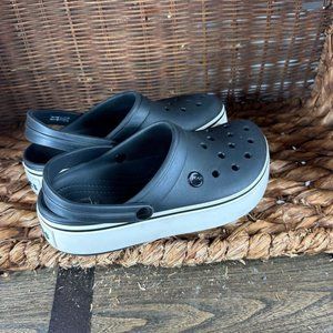 CROCS Sz 8 Women's Crocband Platform Clog Navy/White Slip On